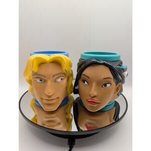 Vintage Disney Pocahontas & John Smith Figural Head Mugs